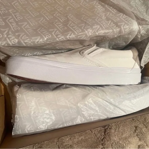 Vans Classic White Canvas Slip-Ons - Picture 3 of 5